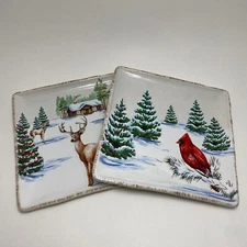 St Nicholas Square Salad Plates | 8.5" | Cardinal Buck | Square | Set of 2