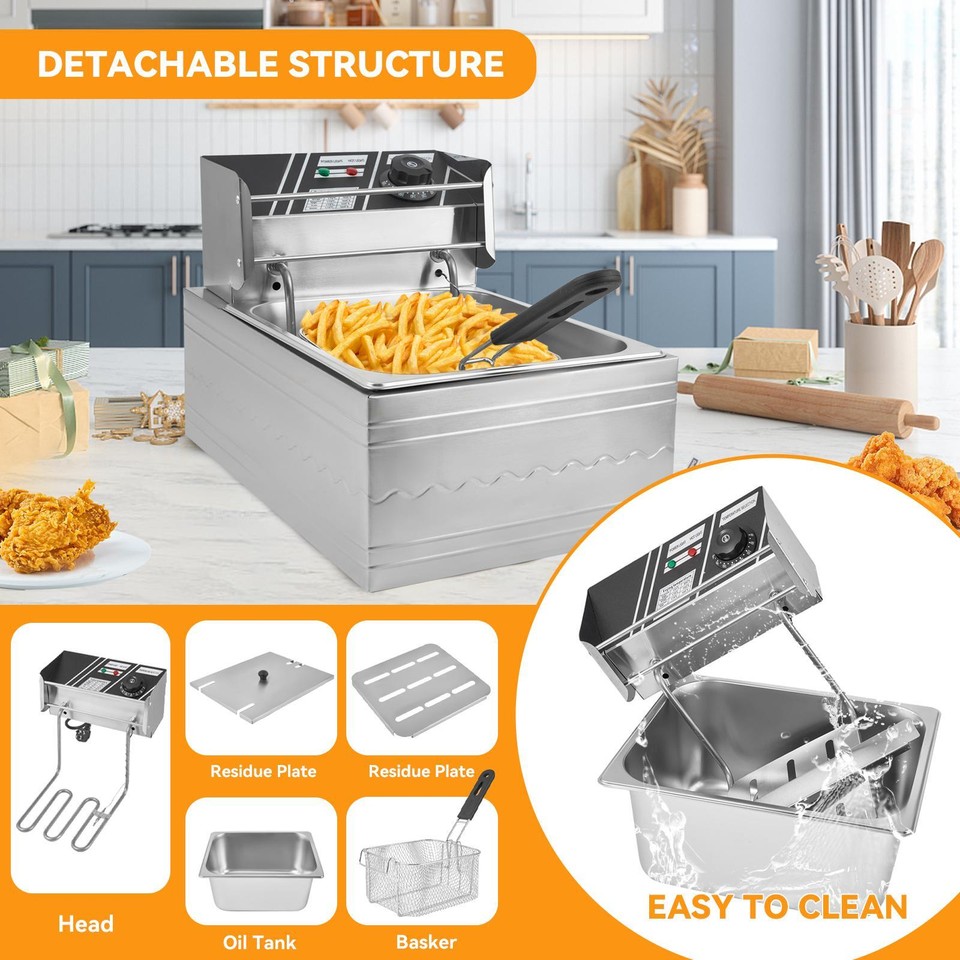6L Electric Deep Fryer Commercial Kitchen Fry Basket Gas Oil Cooker eBay