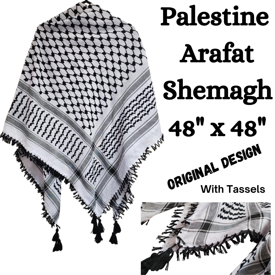 Black Shemagh Arafat Arab Scarf Shawl Keffiyeh Kafiya Shemagh