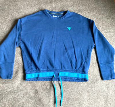 Under Armour Project Rock Blood Sweat Respect Large Womens Sweatshirt Blue