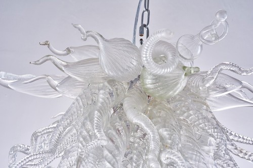 Hand Blown Murano Glass Chandelier Icy Clear Glass Ceiling Light - Picture 12 of 15