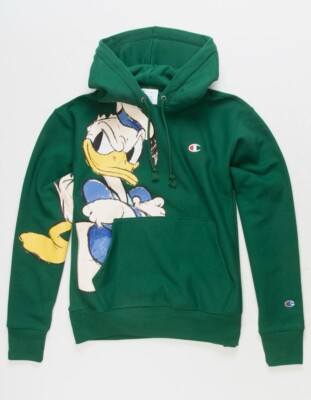 CHAMPION DISNEY DONALD DUCK GREEN HOODIE SWEATSHIRT NEW LIMITED
