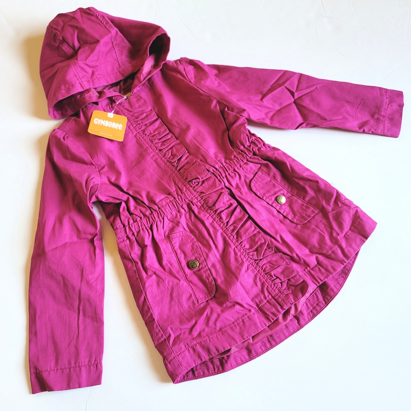 Giacca Gymboree bambina 5T prugna pony rosa con volant nuova con etichetta cappotto