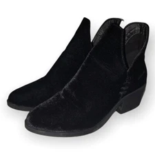 Coolway Briel Velvet Ankle Boots Booties Womens 7 Chunky Heel Black