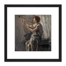Israels David Harp Portrait Painting Square Framed Wall Art 8X8 In