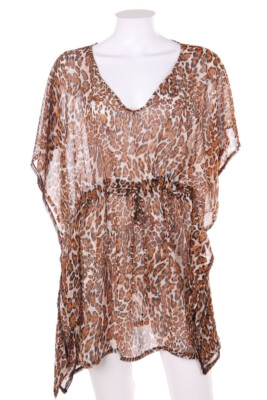 AMISU Tunic Blouse Animal Print S light brown