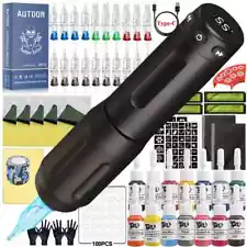 Wireless Tattoo Machine Battery with Cartridge Needles Ink Transfer Paper Artist