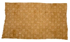 Caramel Brown Bogolan Mali Mud Cloth Dotted Cross Design African Cotton Handmade