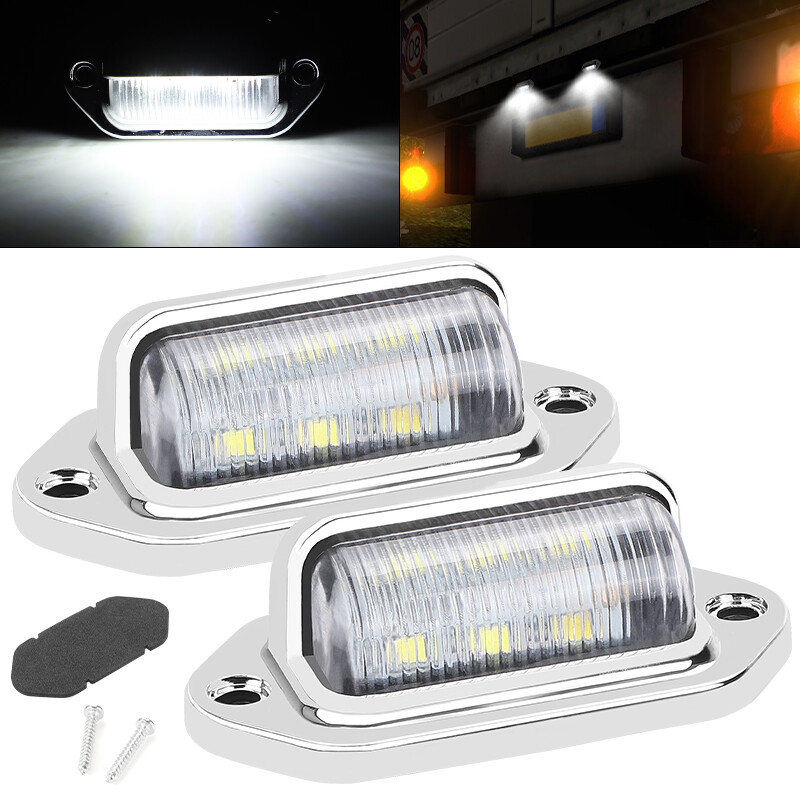 2x Universal Chrome 6 LED License Plate Tag Light Lamp For Truck SUV Trailer Van - Foto 8