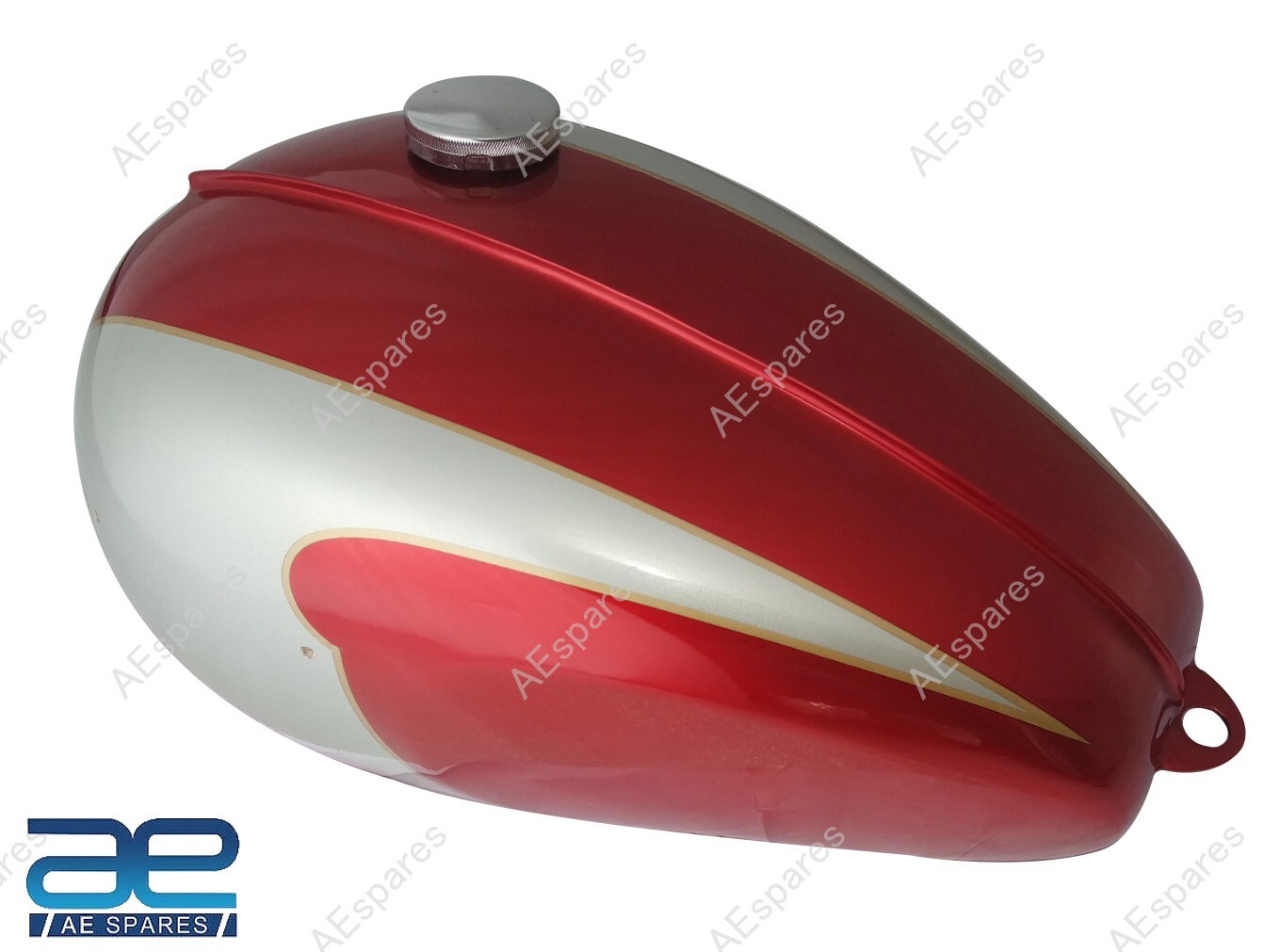 For Triumph T120 Cherry & Silver Painted Steel Petrol Fuel Gas Tank