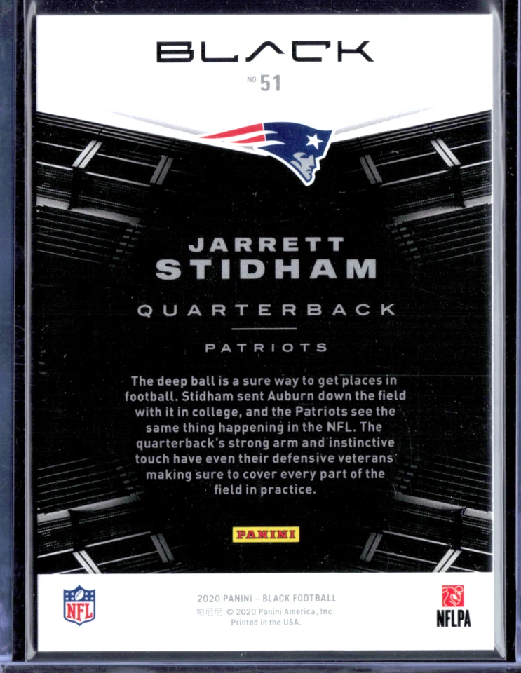 2020 Panini Black Jarrett Stidham Silver /75 #51 Patriots - Image 2 of 2