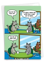 Funny New Home Greeting Card -Housewarming Living In Boxes-Envelope,US-Made