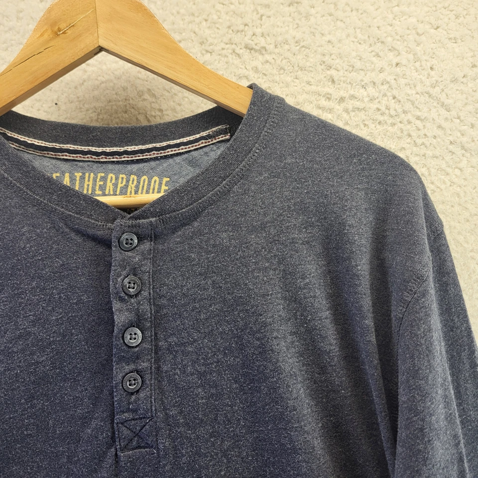 Camiseta Henley vintage resistente a la intemperie camiseta para hombre XL azul liso manga larga pulóver Foto 3 de 4