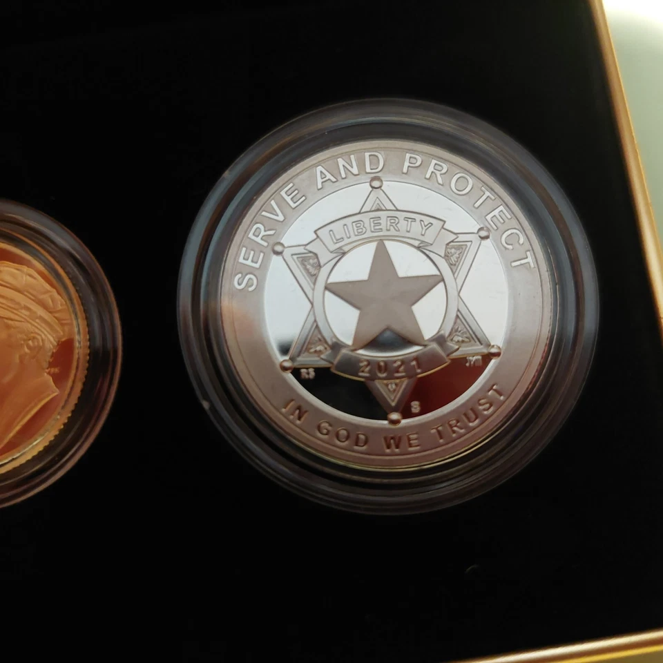 2021 Nat'l Law Enforcement Memorial 3-Coin Proof Set Gold & Silver - Box & CoA - Image 4 of 4