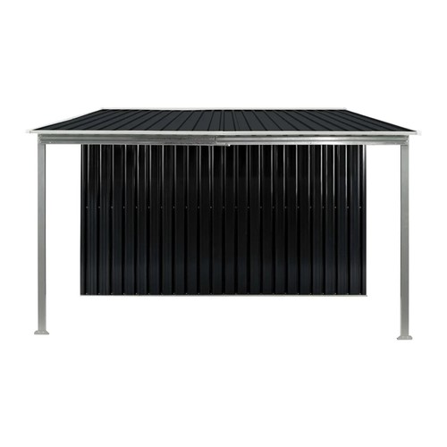 Wallaroo 6x8ft Zinc Steel Garden Shed with Open Storage - Black - Picture 3 of 10
