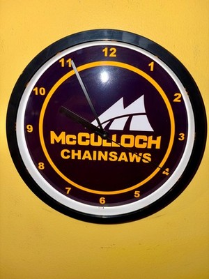 McCulloch Chainsaw Lumberjack Shop Store Man Cave Bar Wall Clock