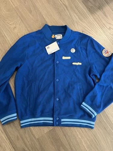 SVRN CODE Men’s Bomber Varsity Jacket Blue Snap Front Patch Embroidered M - product listing photo