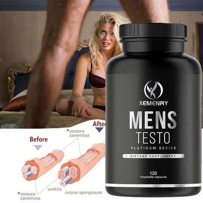 Mens Testo   Schwarzes Maca, Horny Goat, Booster-Ergänzung, Energie & Ausdauer