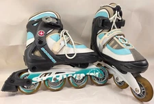 Schwinn Roller Blades Inline Skates Size 6-7.5 Aqua Teal Black White Indoor Outd