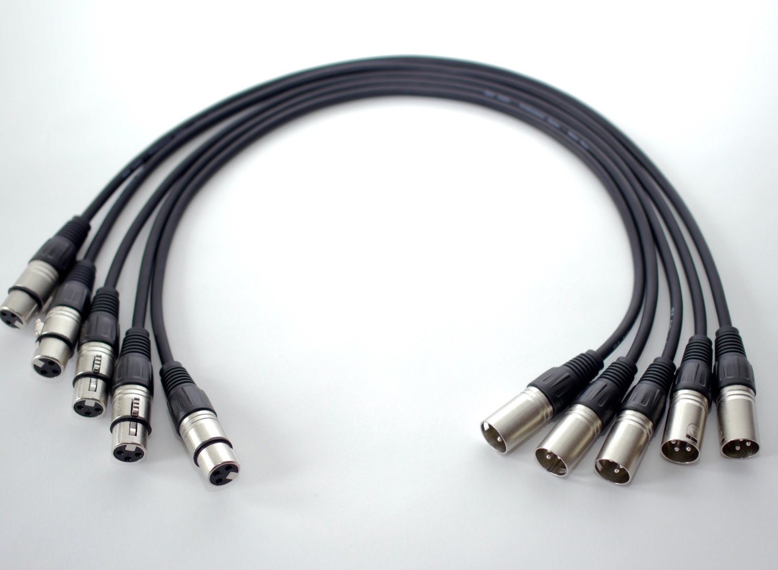 Lot of 5 | 2 ft GLS XLR Patch Cables | XLR Female to XLR Male