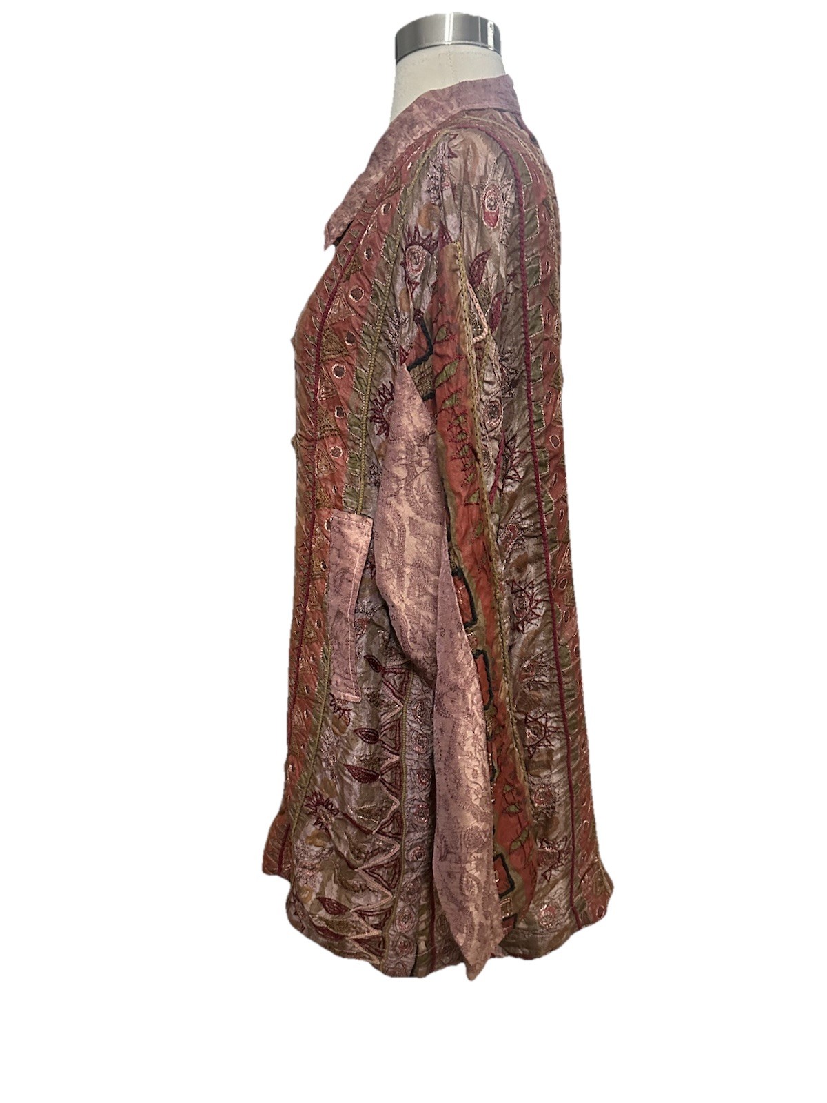 URU Silk Patches Patchwork  Button Tunic  Jacket … - image 4