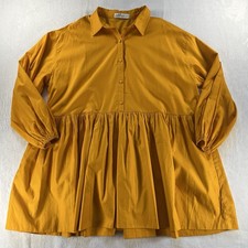 Petal Pup Daisy Mini Dress Mustard Yellow Boho Babydoll Smock Pockets M