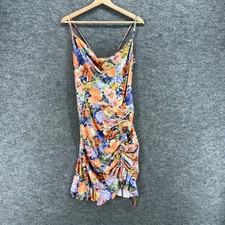 SheIn Dress Women XL Blue Floral Sheath Midi Sleeveless Round Neck Casual