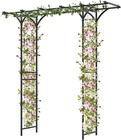 Garden Arbor, 6.8 Ft Decorative Archway Trellis with Extended Roof for Climbing