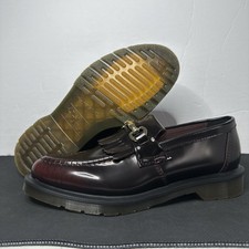 Dr Martens Adrian Snaffle Smooth Leather Kiltie Red Loafers Mens Size 8 NEW 