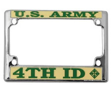 army 4th infantry division motorcycle license plate frame made in usa