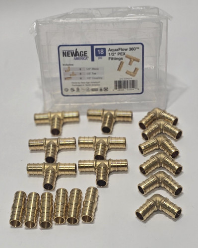 1/2" PEX BARB FITTING 18pcs LEAD -FREE BRASS 6 ELBOW 6 TEES, 6 COUPLINGS