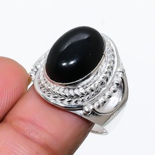 Black Onyx Gemstone 925 Sterling Silver Jewelry All Size Ring For Gift