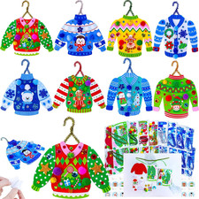 24 Sets Christmas Craft Kits Winter Kids Crafts DIY Ugly Sweater Ornaments Decor