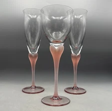 Mikasa Sea Mist Coral Frosted Stem 3 Pc Lot Champagne Flutes And Wine
