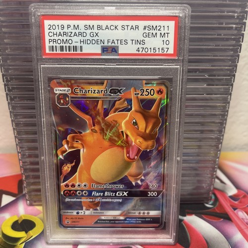 2019 POKEMON SM BLACK STAR PROMO HIDDEN FATES TINS #SM211 CHARIZARD GX PSA 10