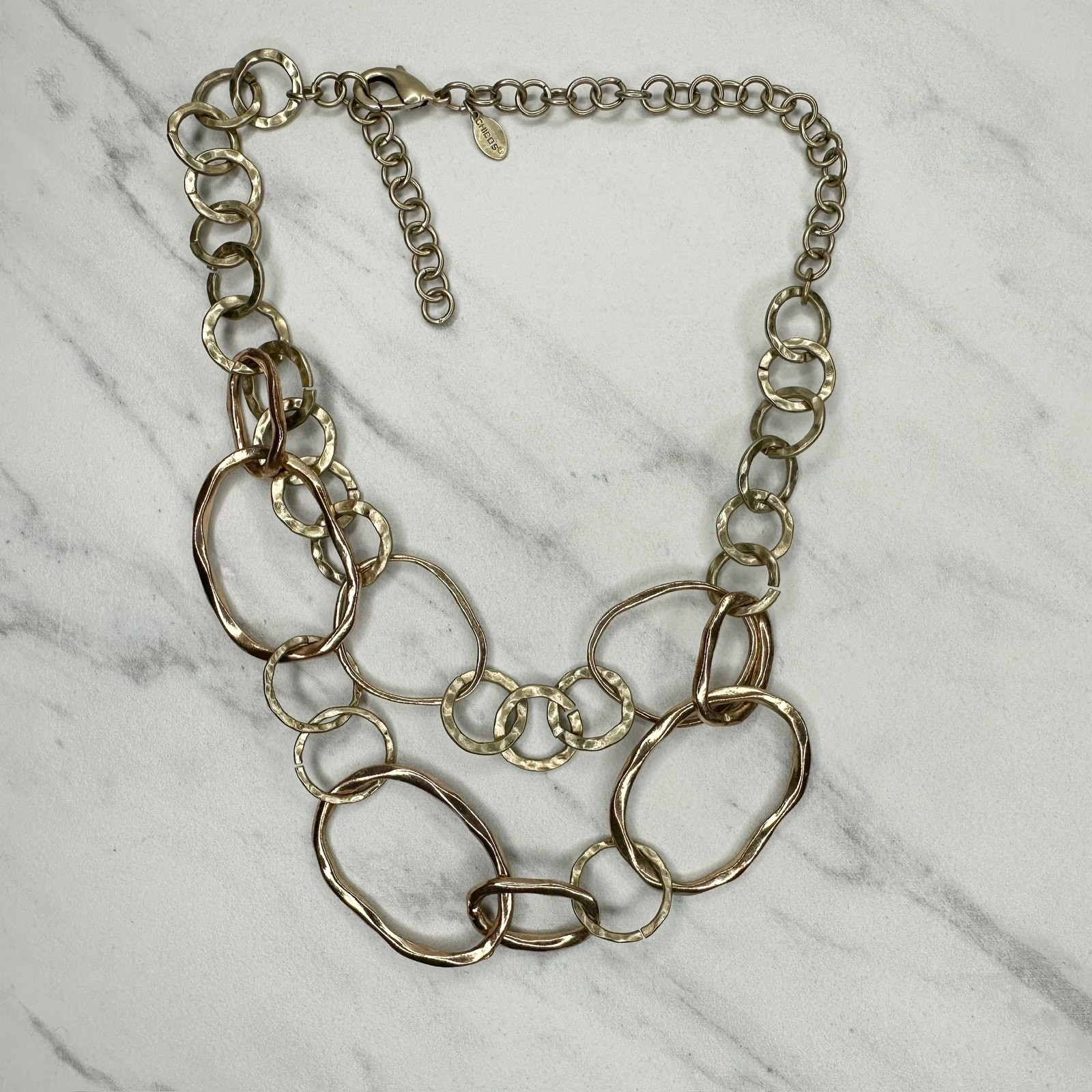 Chicos Hammered Chain Link Statement Necklace Gol… - image 8