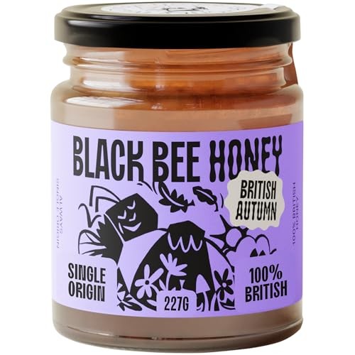 Black Bee Honey - Pure British Autumn Raw Honey, Thick with Bold Aromatic 