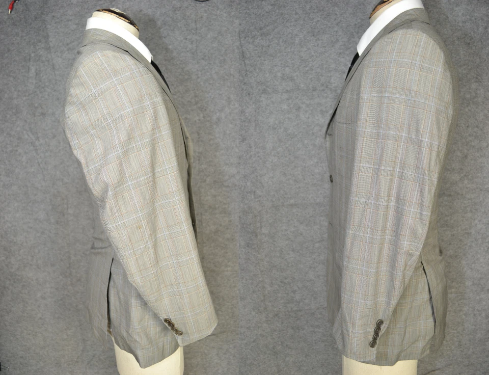 Blazer Kiton Napoli Hombre 38 Gris Ventana Cuadros Saks5th Micron Lana Italia Foto 2 de 4