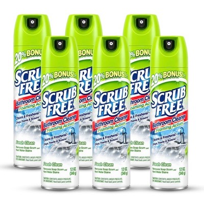 Scrub Free Bathroom Cleaner Foaming Action Fresh Clean 12oz Pack of 6