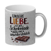 Liebe Ist Wie Schokolade Glitzer-Kaffeebecher Schokoladentafel