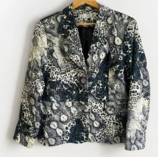 Vivida - Women's Size 46 - Blue Animal Print Blazer Jacket.