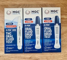 Lot of 2 MGC Health D-Pen 6 Panel Oral Fluid Drug Test Kits & 1 Oral Fluid Test