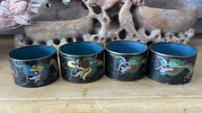 5 Antique Chinese Cloisonn&eacute; Serviette Rings w/ 5 Toed Dragons