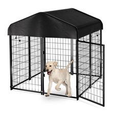 Dog Kennel Outside with Roof, 4'x4'x4.5' Outdoor Dog Kennels for Large Dogs, ...