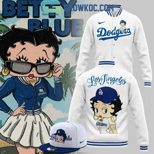 Los Angeles Dodgers x Betty Boop White Baseball Jacket
