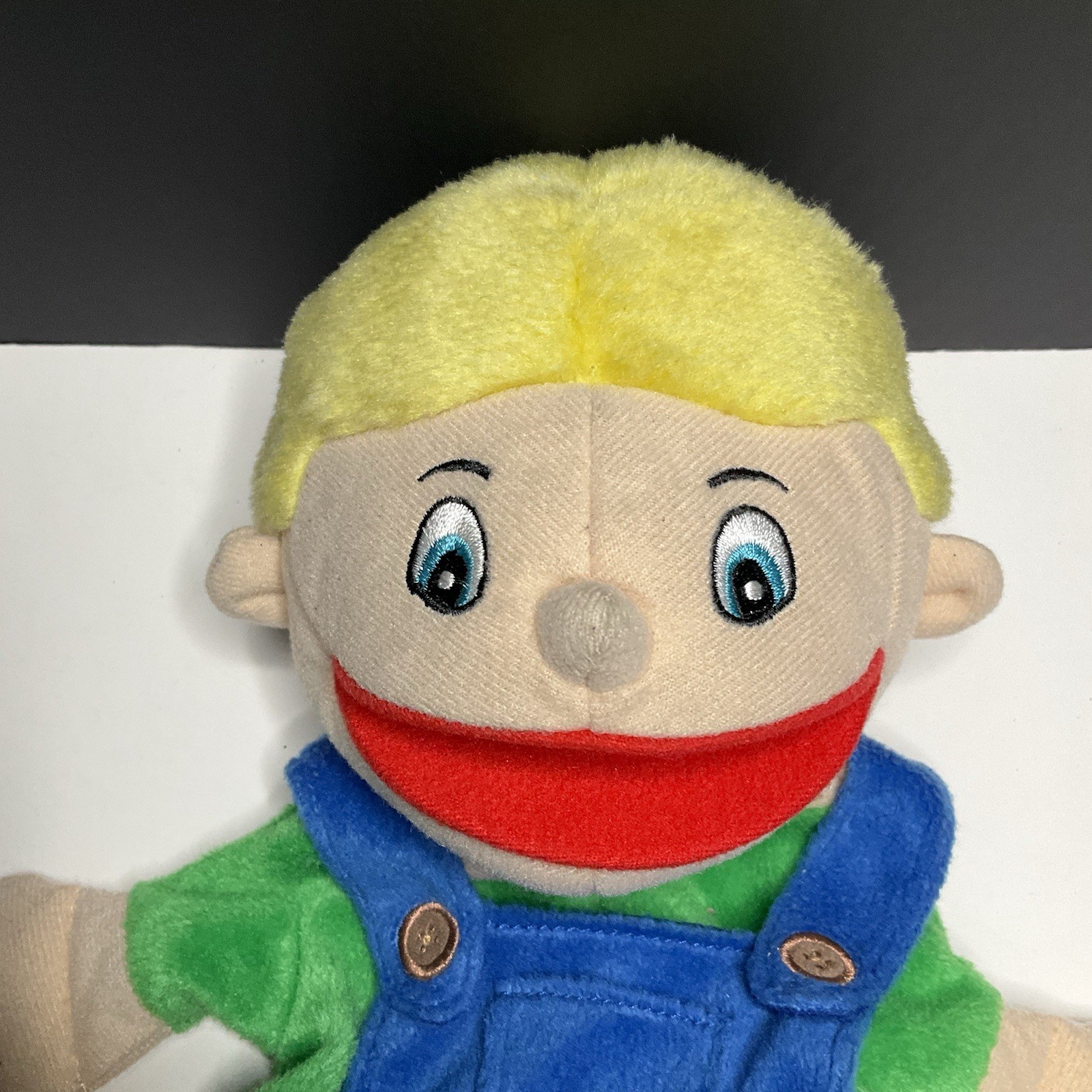Lakeshore Big Mouth Blonde Boy With Blue Eyes Stuffed Plush Doll Toy 10"