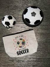 Soccer Girl Lot Of Hover Soccer Ball, Keychain, Tote Bag