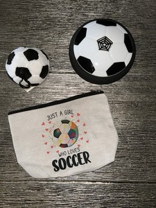 Soccer Girl Lot Of Hover Soccer Ball, Keychain, Tote Bag