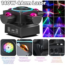 4 Arms 140W LED Beam Moving Head Laser Light DJ Lights DMX Stage Effects RGBW