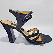 Kenneth Cole NY Vintage Black Suede Ankle Strap Heels 8.5M Made In Spain Shoes